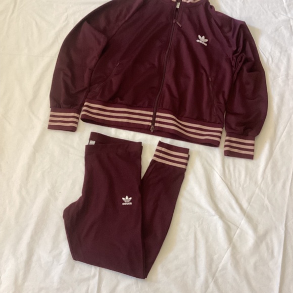 ADIDAS 3-STRIPES TRACK SUIT (Color: Burgundy) (Size -L Pants) (Jacket -XL) - Picture 1 of 13